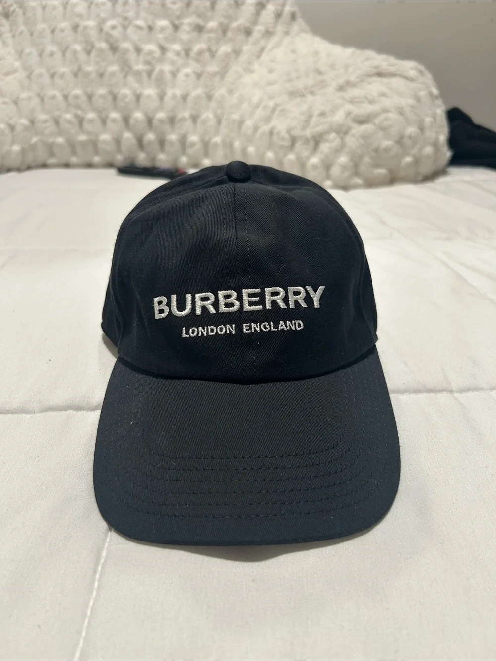 Burberry Black and White Embroidered Logo Baseball Cap- Small